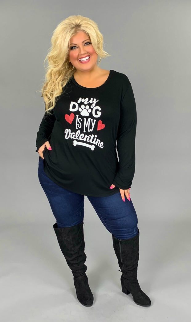 SALE!!  GT-R "My Dog Is My Valentine" Black Long Sleeved Top  PLUS SIZE 1X 2X 3X