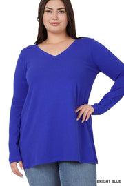 88 SLS-H {Keeping It Together} Bright Blue V-Neck Top  PLUS SIZE 1X 2X 3X