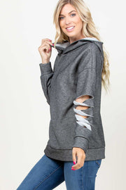 SALE! 23 HD-H {Stuck In My Ways} Grey Cut Sleeve Hoodie PLUS SIZE XL 2X 3X