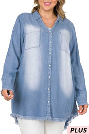 SALE!!  24 SLS {Doing Alright} Medium Denim Chambray Tunic PLUS SIZE 1X 2X 3X