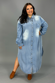 SALE!! LD-A {Sweet Whispers} Chambray Button Up Dress PLUS SIZE 1X 2X 3X