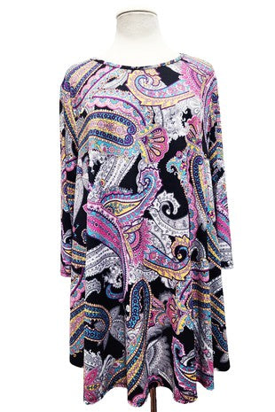 SALE!! 31 PQ {Extra Dose of Style} Purple/Grey Paisley Print Top  EXTENDED PLUS SIZE 4X 5X 6X