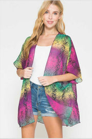 67 OT-B {Wild For You} Multi Color Snake Skin Kimono Plus Size 1X 2X 3X