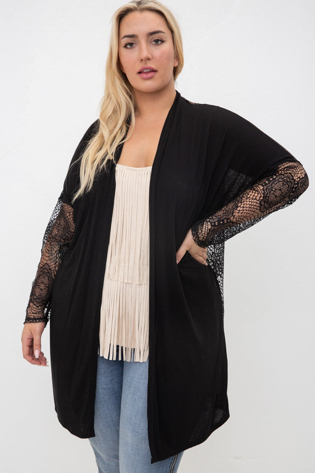 24 OT {Lace All Day} VOCAL Black Lace Cardigan PLUS SIZE XL 2X 3X