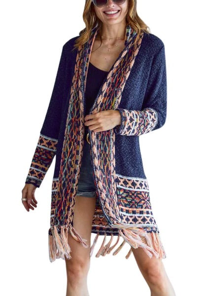 SALE! 40 OT-C {Enchanted Story} Navy/Print Cardigan