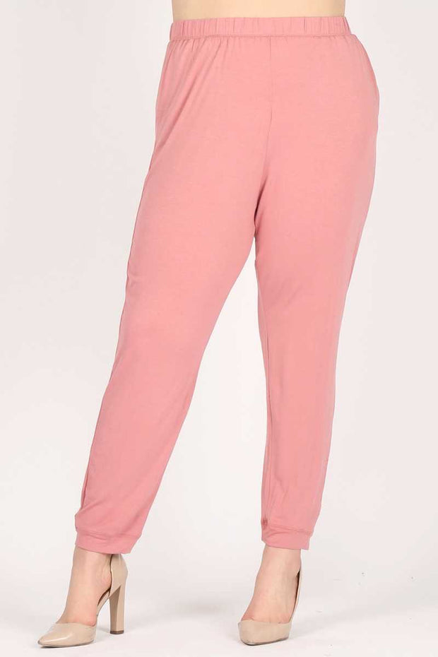 LEG-10 {Forward Motion} Mauve Joggers w/Pockets PLUS SIZE 1X 2X 3X