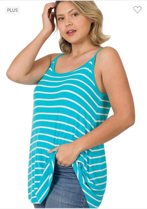 69 SV-B {Not My Last Stripe} Blue Reversible Cami PLUS SIZE 1X 2X 3X