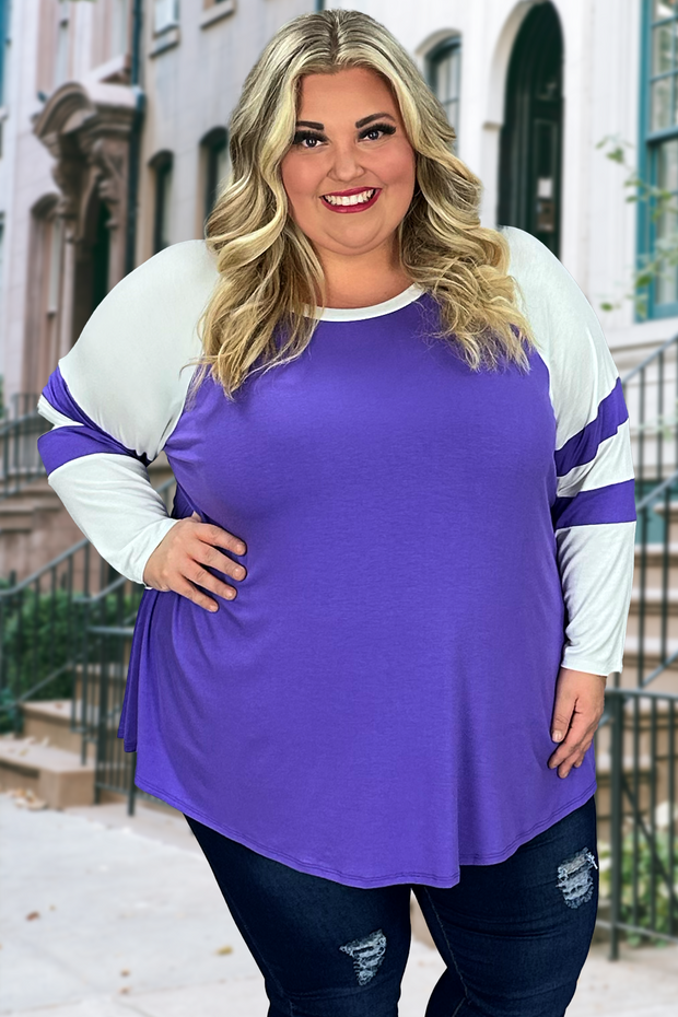 87 CP-C {All The Way Around} Purple Raglan Sleeve Tunic  PLUS SIZE XL 2X 3X 4X 5X 6X