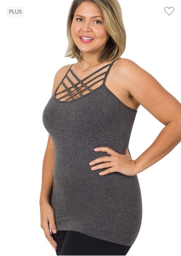 SALE!! TANK {Uptown Girl} CHARCOAL Caged Shaper Tank PLUS SIZE 1X/2X  2X/3X