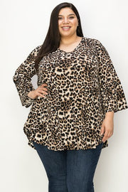 SALE!! 72 PQ {Take A Picture} Brown Leopard V-Neck Top EXTENDED PLUS SIZE 3X 4X 5X