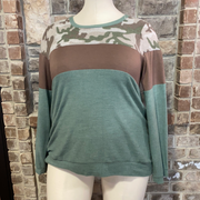 SALE! 29 CP-F  {Camo Duty} Green Brown Camo Top PLUS  SIZE XL 2X 3X