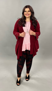 SALE!! OT-Z {You're So Right} Burgundy Ribbed  Crochet Cardigan