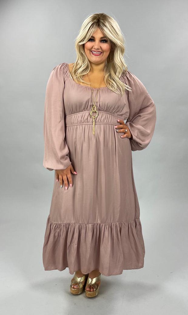 SALE!! LD-Z {Sprinkle Of Love} Pale Rose Tiered Lined Midi  Dress PLUS SIZE XL 1X 2X