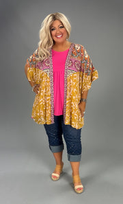 SALE!! 13 OT-M {Sandy Memories} Umgee Gold Print Kimono PLUS SIZE XL/1X