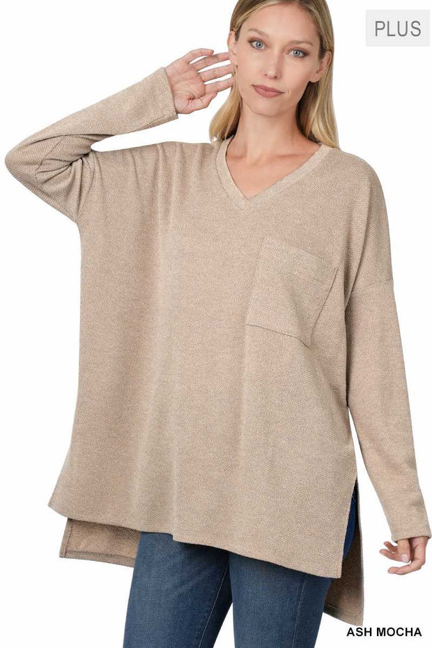 SALE!! 94 SLS-T {All On You} Ash Mocha Melange Jacquard Top PLUS SIZE 1X 2X 3X