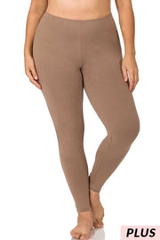 BT-99 {Embrace Change} Mocha Cotton Full Length Leggings PLUS SIZE 1X 2X 3X