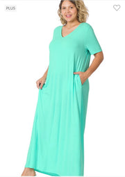 SALE!!  LD-O {Evolving Love} MINT V-Neck Maxi Dress PLUS SIZE 1X 2X 3X