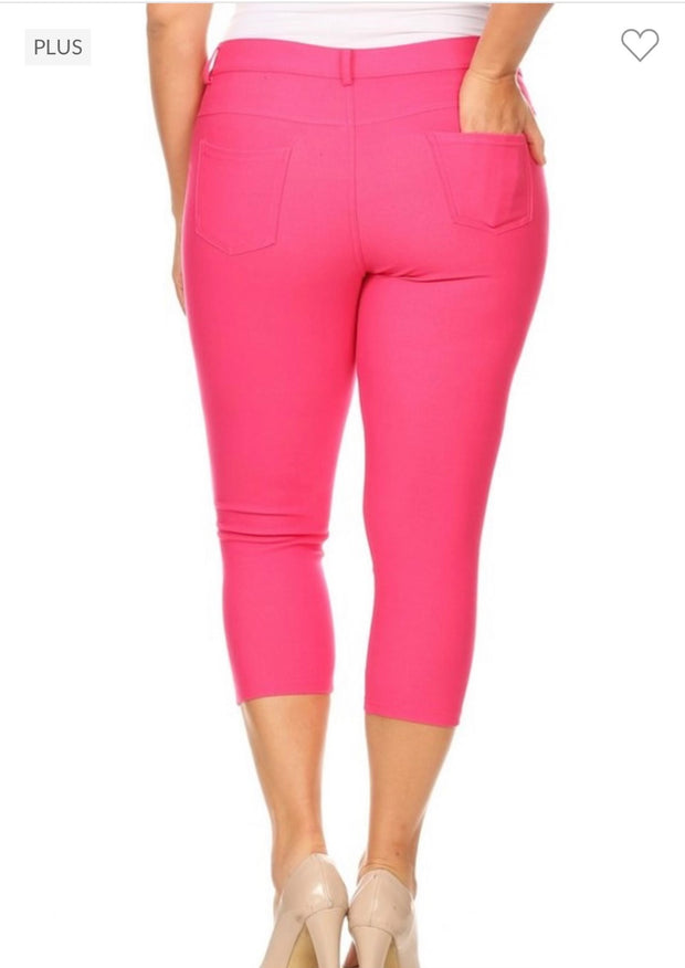 LEG-S {Fuchsia Revolution} Fuchsia Capri Jeggings PLUS SIZE 1X 2X 3X