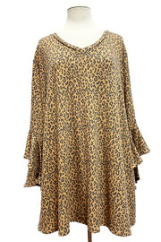 27 PQ {Keep It Up} Taupe Leopard V-Neck Top EXTENDED PLUS SIZE 4X 5X 6X