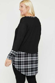 SALE!! 23 CP-L {Cut It Short}  Black With White Plaid Tunic PLUS SIZE XL 2X 3X