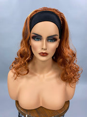 SALE!! {Scarlett} Copper Red Long Curly Headband Wig