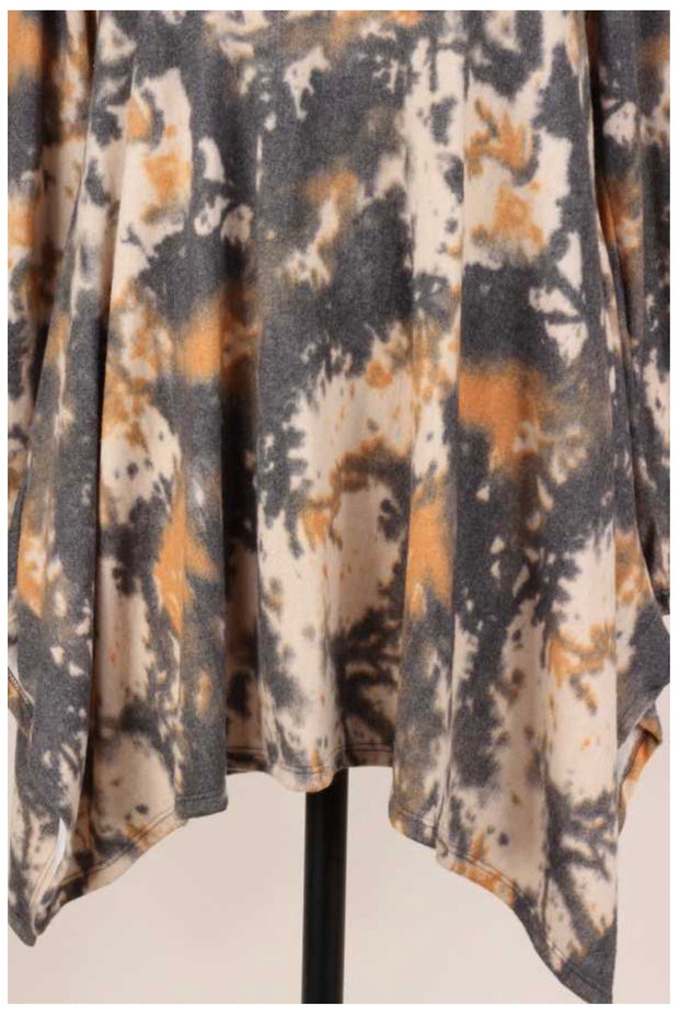 SALE!! PLS-E {Artist's Vision} Grey Taupe Mustard Tie Dye Knit Tunic PLUS SIZE XL 2X 3X