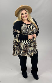 26 CP-B {Run The World} Black/Brown Animal Print Tunic PLUS SIZE 1X 2X 3X 4X 5X 6X