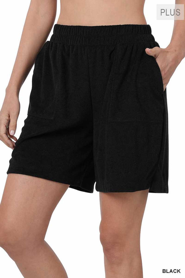 SALE!! BT-G {Never Outdone}  Black French Terry Shorts PLUS SIZE 1X 2X 3X