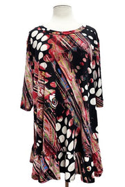 SALE!! 26 PSS {Effortless Journey} Black/Red Mixed Print Top EXTENDED PLUS SIZE 4X 5X 6X