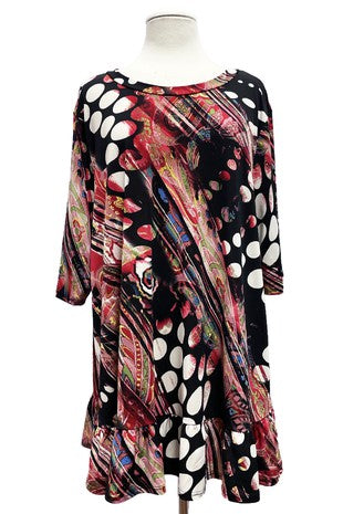 SALE!! 26 PSS {Effortless Journey} Black/Red Mixed Print Top EXTENDED PLUS SIZE 4X 5X 6X