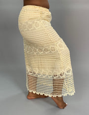 SALE!!  BT-B {Meet By Chance} Cream Skirt with Long Crochet Overlay PLUS SIZE