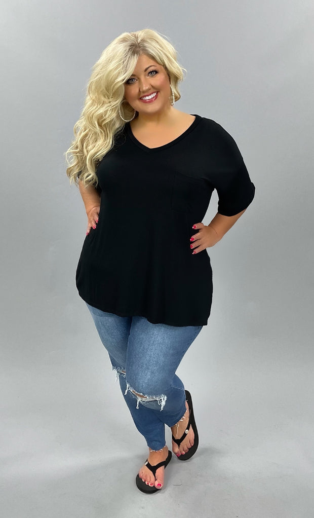 SALE!! 56 SSS-G [Behold Midnight} Solid Black V-Neck Tunic PLUS SIZE XL 2X 3X