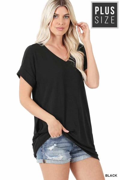 SALE!! 95 SSS-E {One Glance Says It All} Black V-Neck Tunic PLUS SIZE 1X 2X 3X