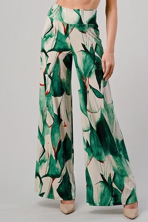 SALE!! BT-X {Paradise Dreams} Green Floral Palazzo Pants PLUS SIZE 1X 2X 3X