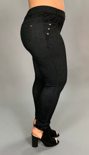 SALE!! BT-U Black Jeggings with Rhinestone Button Detail