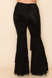 BT-A {Perfect Match} VOCAL Black Faux Suede Pants w/Fringe PLUS SIZE XL 2X 3X