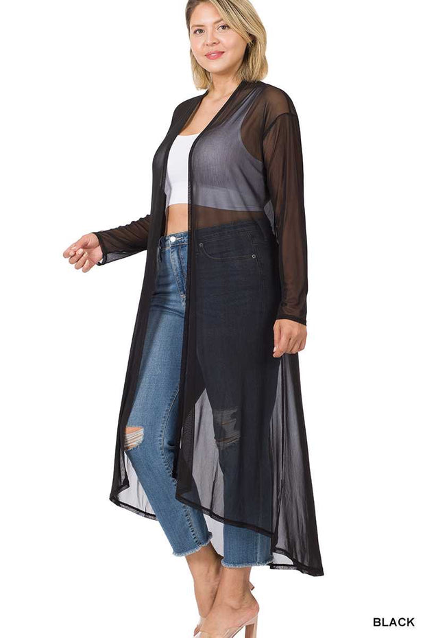 SALE!! LD-Q {Just Go For It} Black Sheer Chiffon Duster PLUS SIZE 1X 2X 3X