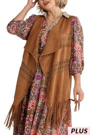 56 OT-B {Cool Is Calling} UMGEE Camel Vest W/Fringe PLUS SIZE XL 1X 2X