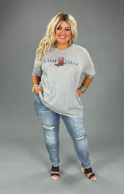 SALE!! 65 GT-H {Nashville Boot} Heather Grey Graphic Tee PLUS SIZE 1X 2X 3X