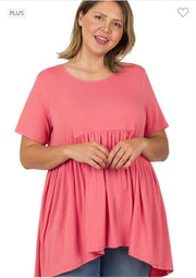 43 SSS-N {Feeling The Love} Desert Rose Babydoll Tunic PLUS SIZE 1X 2X 3X