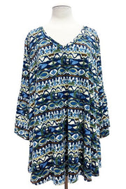 SALE!! 37 PQ {Stay Sophisticated} Navy Tribal Print Top PLUS SIZE XL 2X 3X