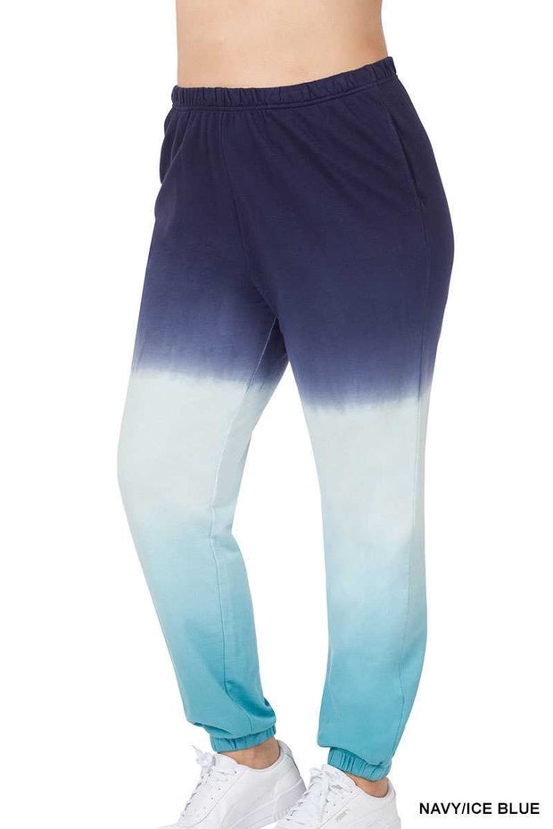 SALE!! BT-99 {My Personal Best} Navy/Ice Blue Dip-Dye Joggers PLUS SIZE 1X 2X 3X