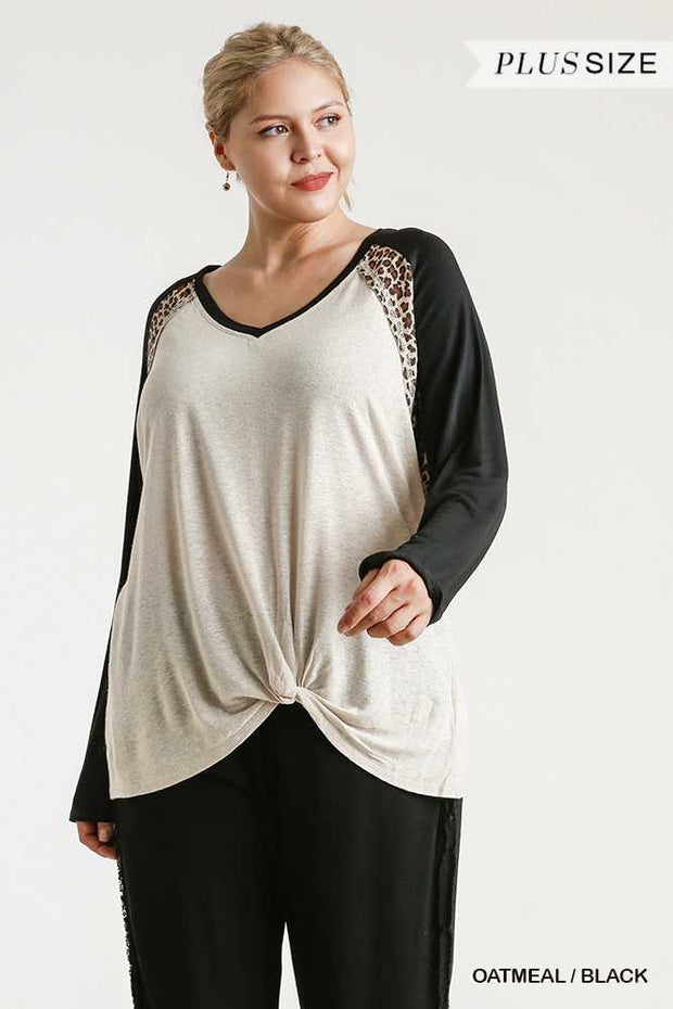 SALE! 39 CP-G {Never Gets Old} Cream Black Leopard UMGEE Top PLUS SIZE XL 1X 2X