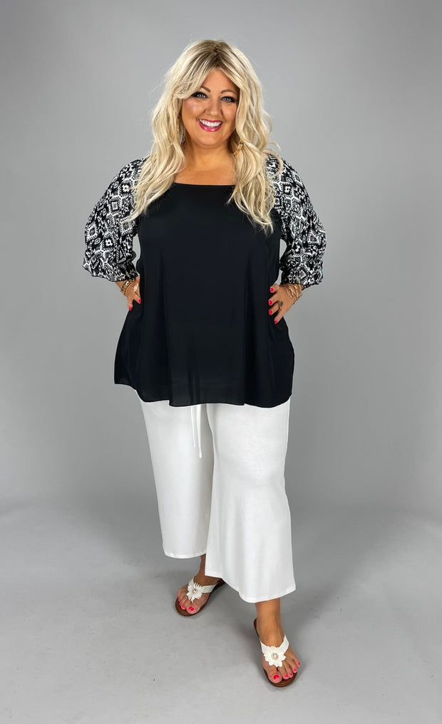 SALE!! 73 OS-A {Express Yourself} Black Tribal Print Top PLUS SIZE 1X 2X 3X