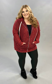 SALE!! OT-M {Worth The Wait} Cabernet Mineral Wash Hoodie Jacket