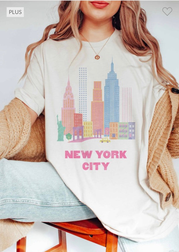 SALE!! 30 GT-D {New York City} Cream Graphic Tee PLUS SIZE 1X 2X 3X