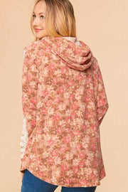 31  HD-B {Wildflower Fantasy} Mauve/Rust Hoodie Sleeve Detail PLUS SIZE 1X 2X 3X