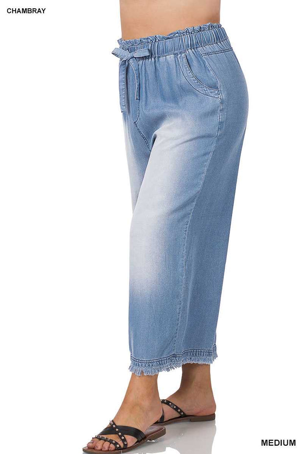 SALE!! BT-G {About The Comfort} Med. Blue Wide Leg Crop Pants PLUS SIZE 1X 2X 3X