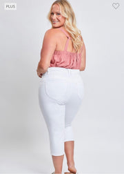 LEG-64 {Royalty For Me} White Ripped Capri Pants PLUS SIZE 14 16 18