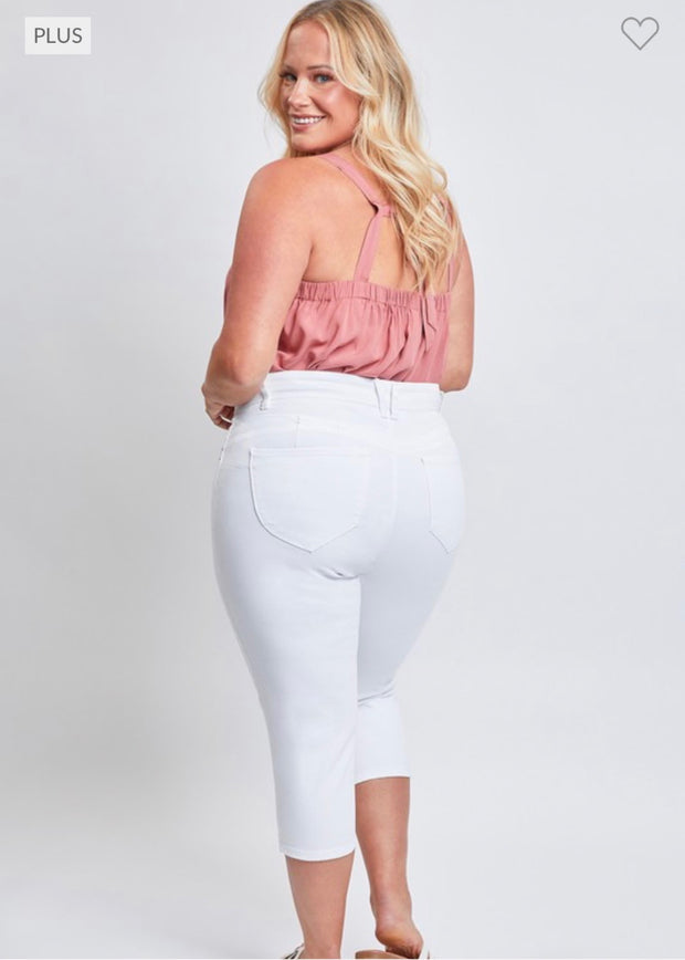 SALE!! LEG-64 {Royalty For Me} White Ripped Capri Pants PLUS SIZE 14 16 18